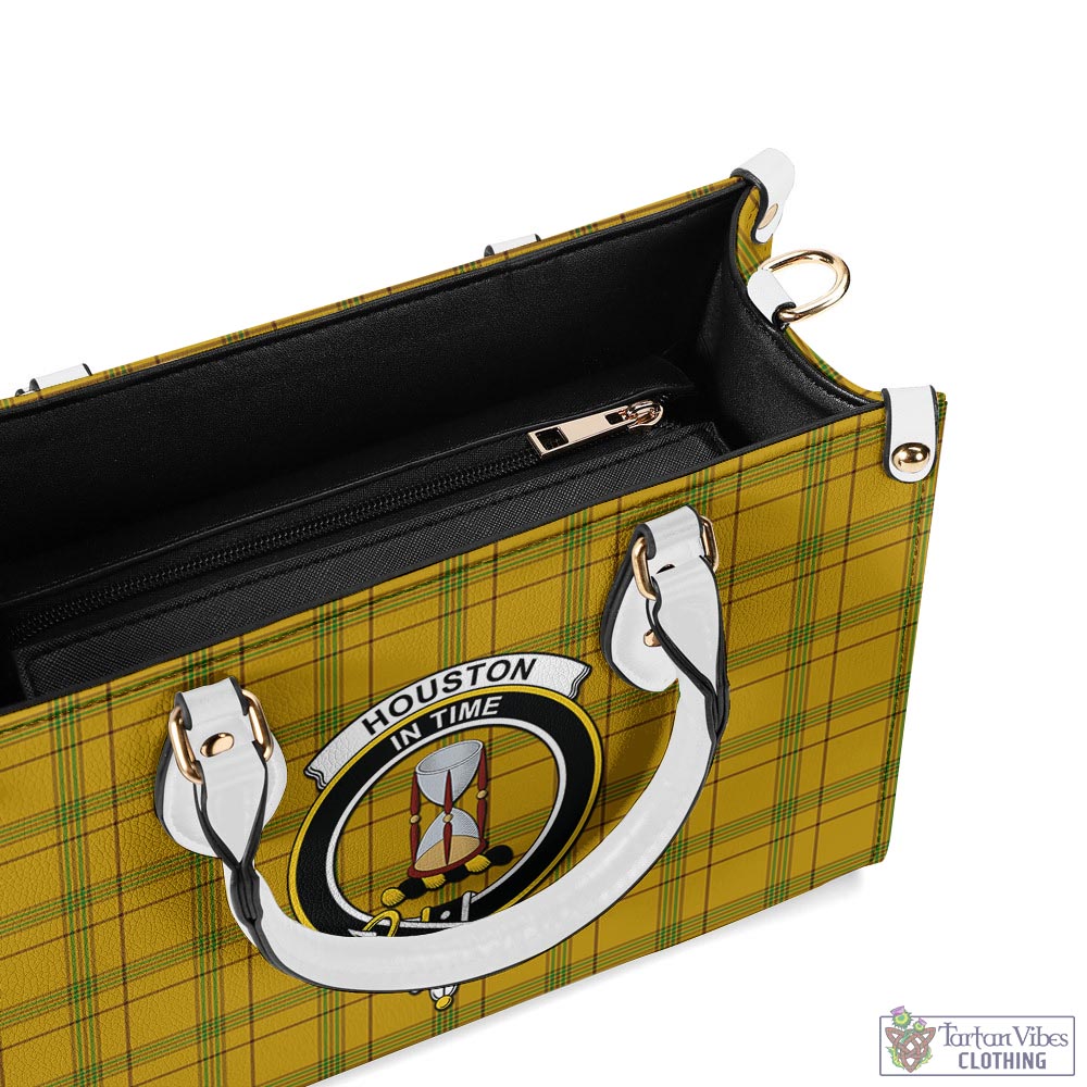 Tartan Vibes Clothing Houston Tartan Luxury Leather Handbags with Family Crest