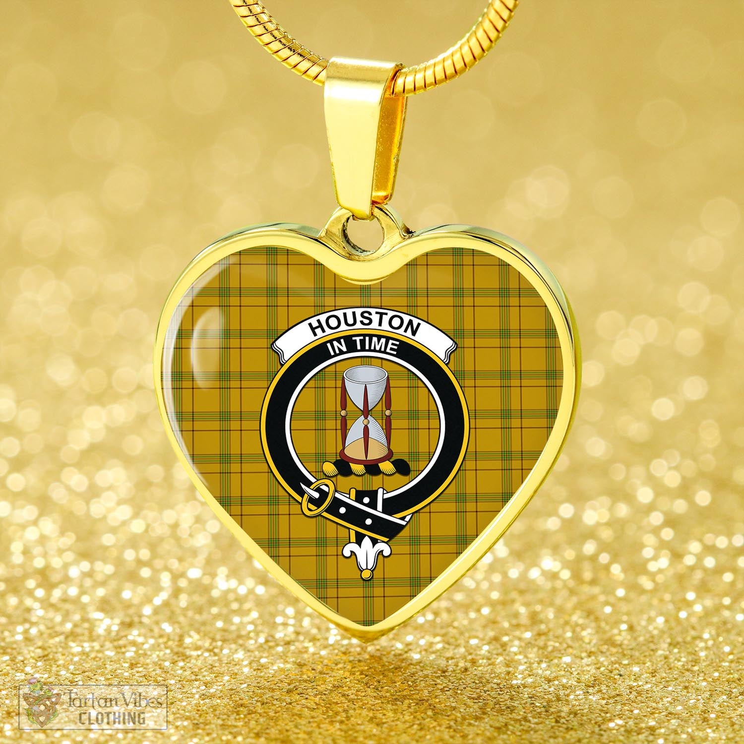 Tartan Vibes Clothing Houston Tartan Heart Necklace with Family Crest