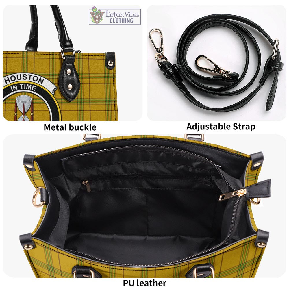 Tartan Vibes Clothing Houston Tartan Luxury Leather Handbags with Family Crest