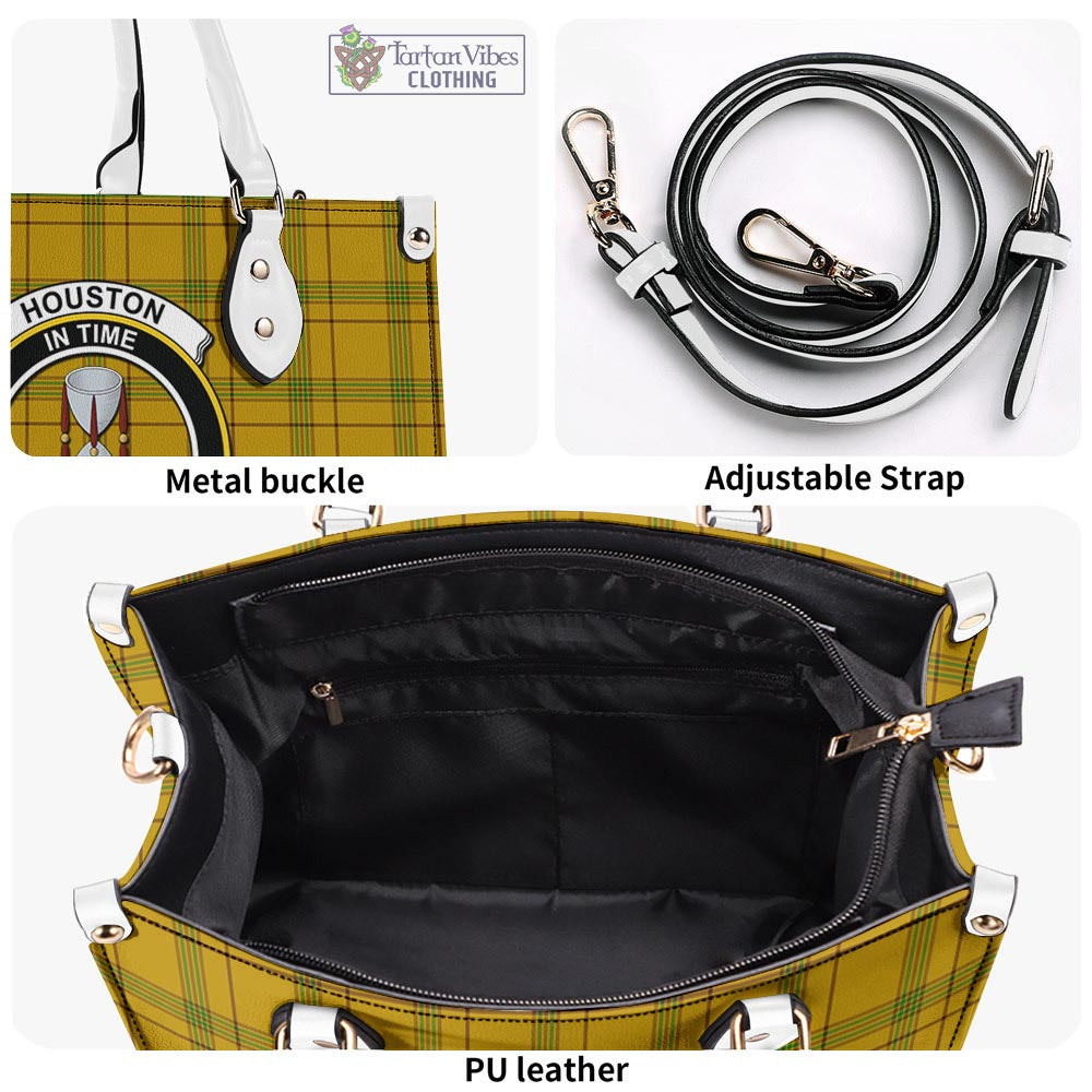 Tartan Vibes Clothing Houston Tartan Luxury Leather Handbags with Family Crest