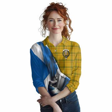 Houston Tartan Women's Casual Shirt with Family Crest Scotland Patriotic Style