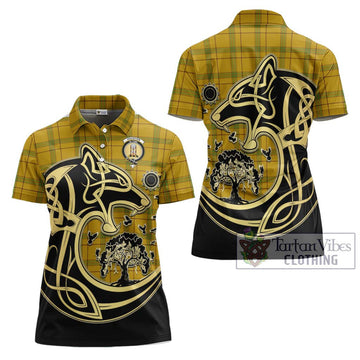 Houston Tartan Women's Polo Shirt with Family Crest Celtic Wolf Style