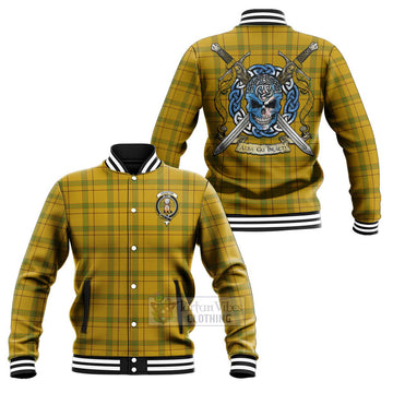 Houston Tartan Baseball Jacket with Family Crest Celtic Skull Style