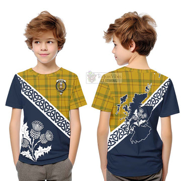 Houston Tartan Kid T-Shirt Featuring Thistle and Scotland Map