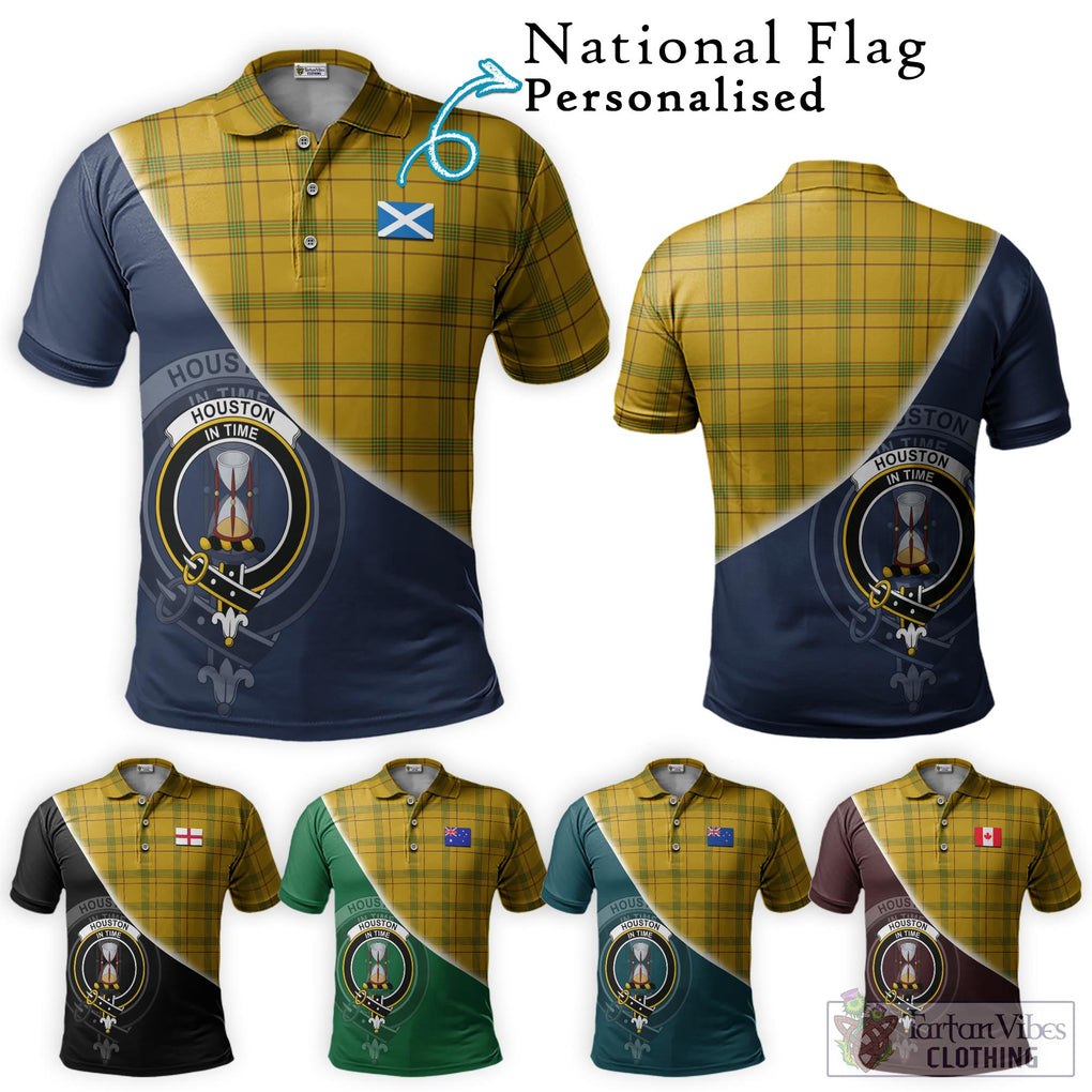 Houston Tartan Polo Shirt with Personalised National Flag and Family Crest Half Style Maroon - Tartanvibesclothing Shop