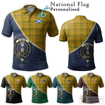 Houston Tartan Polo Shirt with Personalised National Flag and Family Crest Half Style