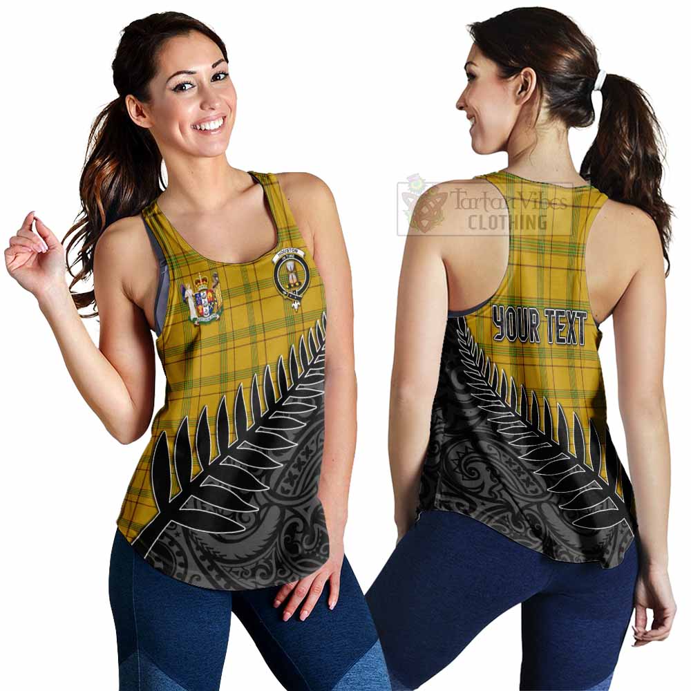 Tartan Vibes Clothing Houston Crest Tartan Women's Racerback Tanks with New Zealand Silver Fern Half Style