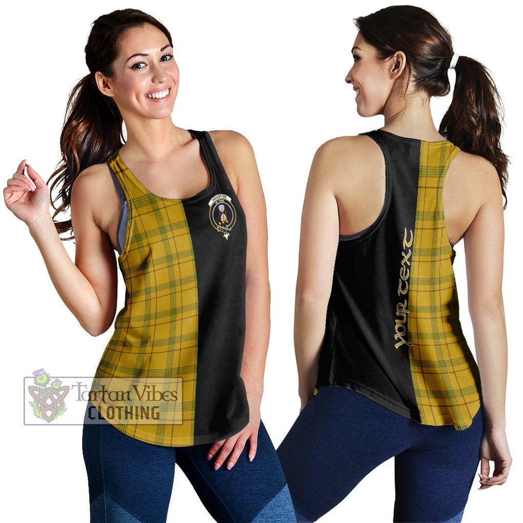 Houston Tartan Women's Racerback Tanks with Family Crest and Half Of Me Style 4XL - Tartanvibesclothing Shop