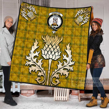 Houston Tartan Quilt with Family Crest and Golden Thistle Style