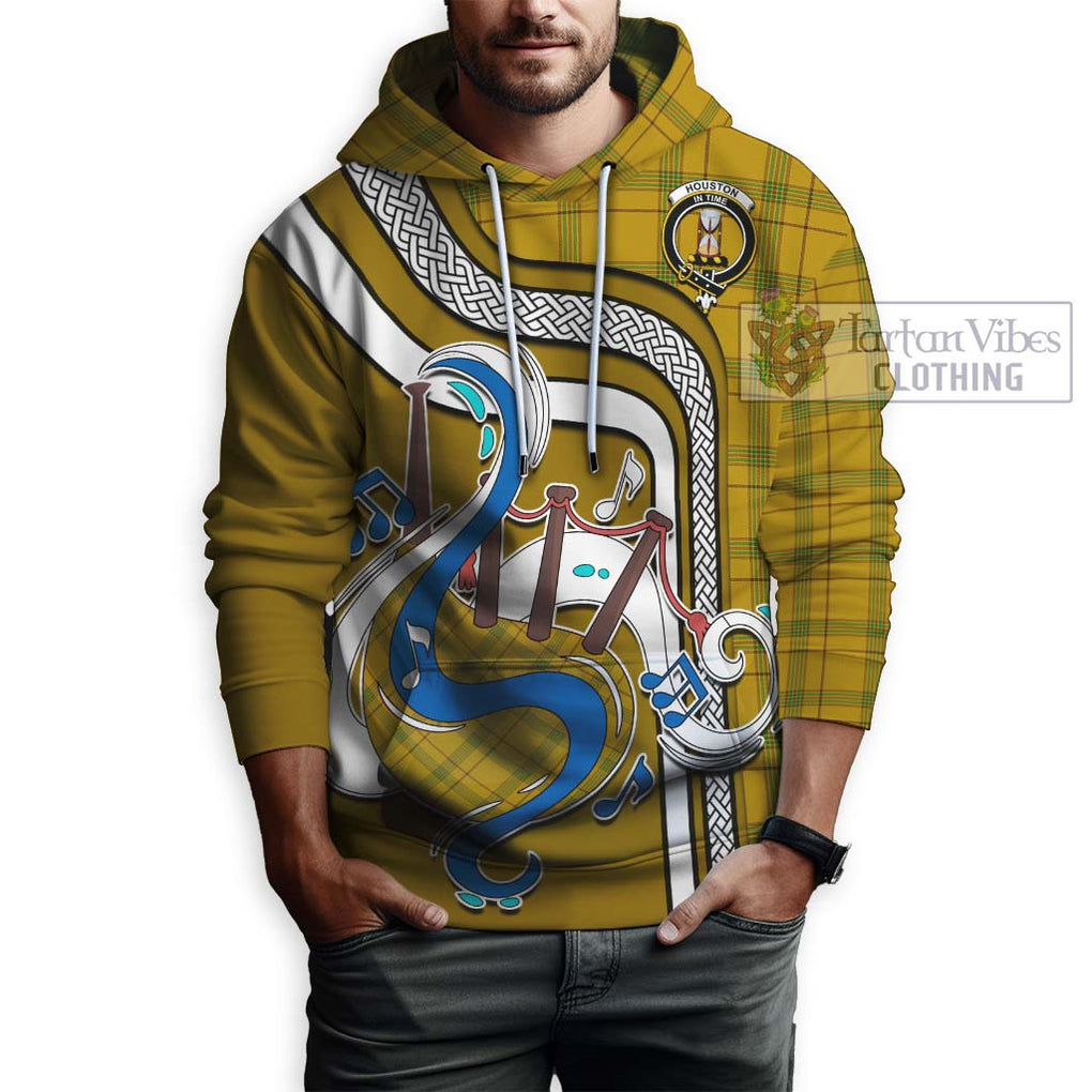 Houston Tartan Hoodie with Epic Bagpipe Style Zip Hoodie - Tartanvibesclothing Shop