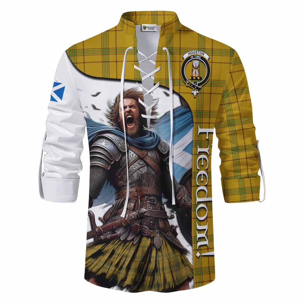 Tartan Vibes Clothing Houston Crest Tartan Ghillie Kilt Shirt Inspired by the Freedom of Scottish Warrior