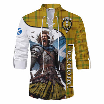 Houston Crest Tartan Ghillie Kilt Shirt Inspired by the Freedom of Scottish Warrior