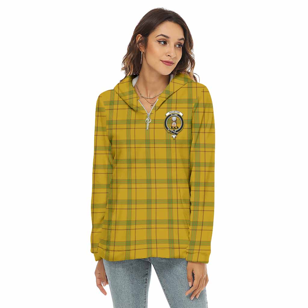 Tartan Vibes Clothing Houston Tartan Crest Women's Borg  Half Zip Fleece Hoodie