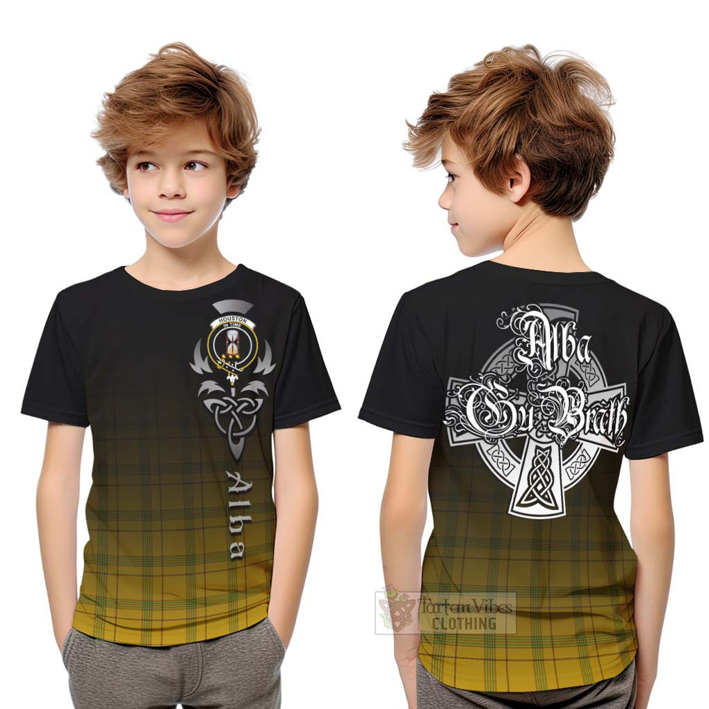 Tartan Vibes Clothing Houston Tartan Kid T-Shirt Featuring Alba Gu Brath Family Crest Celtic Inspired