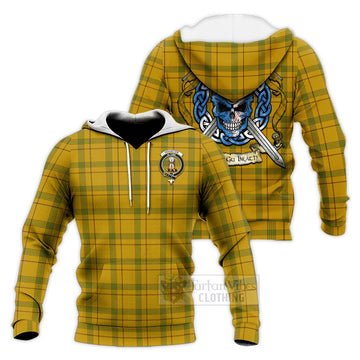 Houston Tartan Knitted Hoodie with Family Crest Celtic Skull Style