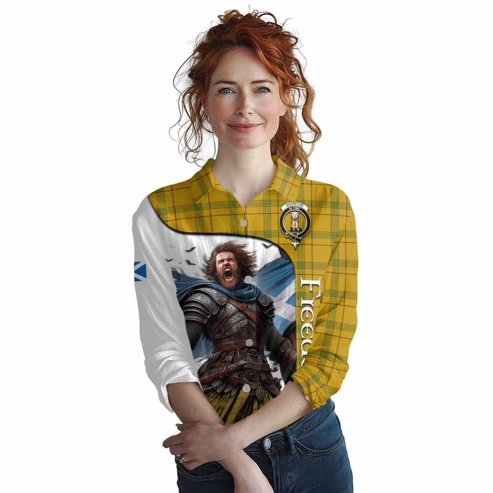 Tartan Vibes Clothing Houston Crest Tartan Women's Casual Shirt Inspired by the Freedom of Scottish Warrior