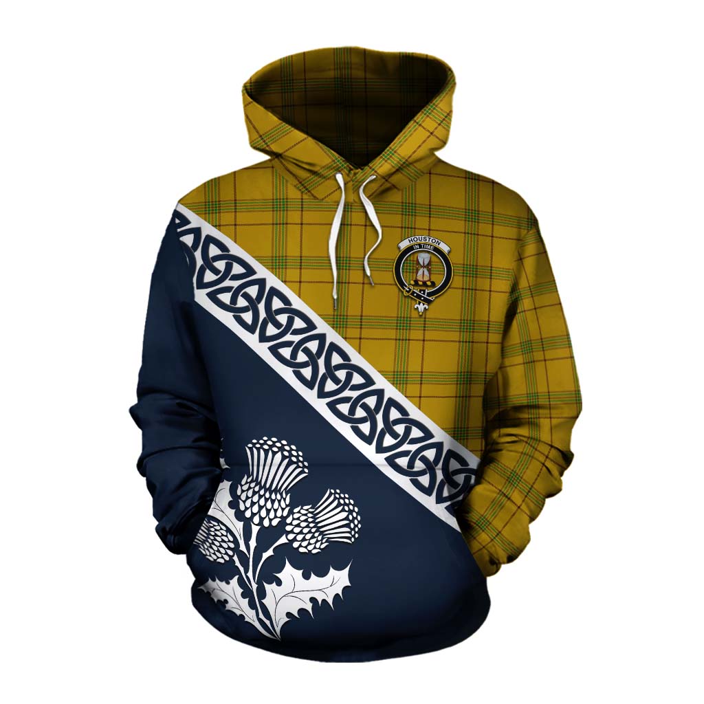 Tartan Vibes Clothing Houston Tartan Cotton Hoodie Featuring Thistle and Scotland Map