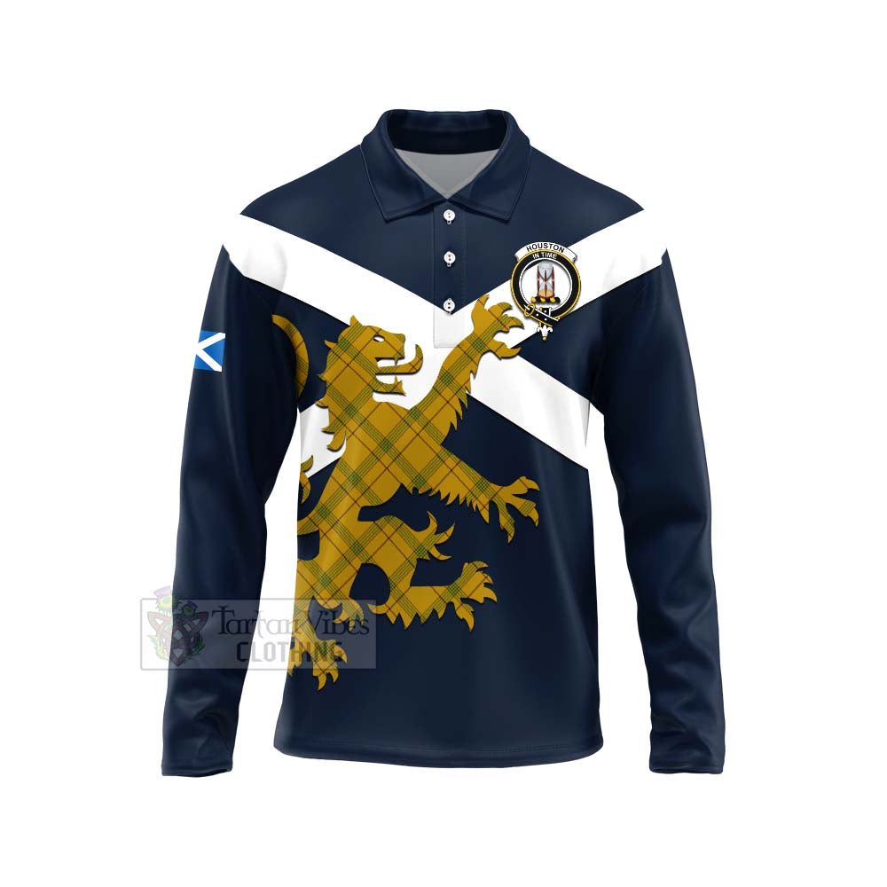 Tartan Vibes Clothing Houston Tartan Lion Rampant Long Sleeve Polo Shirt – Proudly Display Your Heritage with Alba Gu Brath and Clan Name