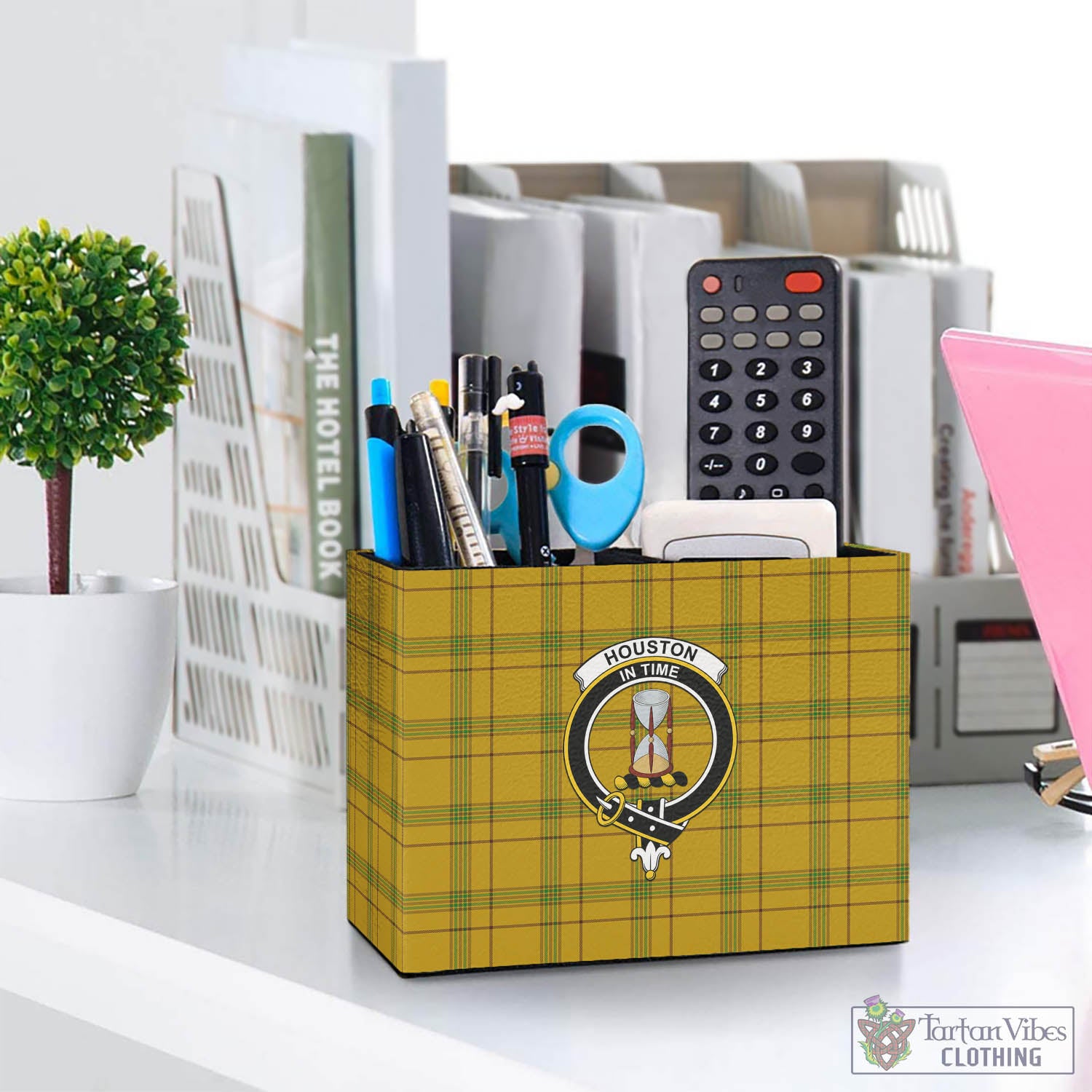 Tartan Vibes Clothing Houston Tartan Pen Holder with Family Crest