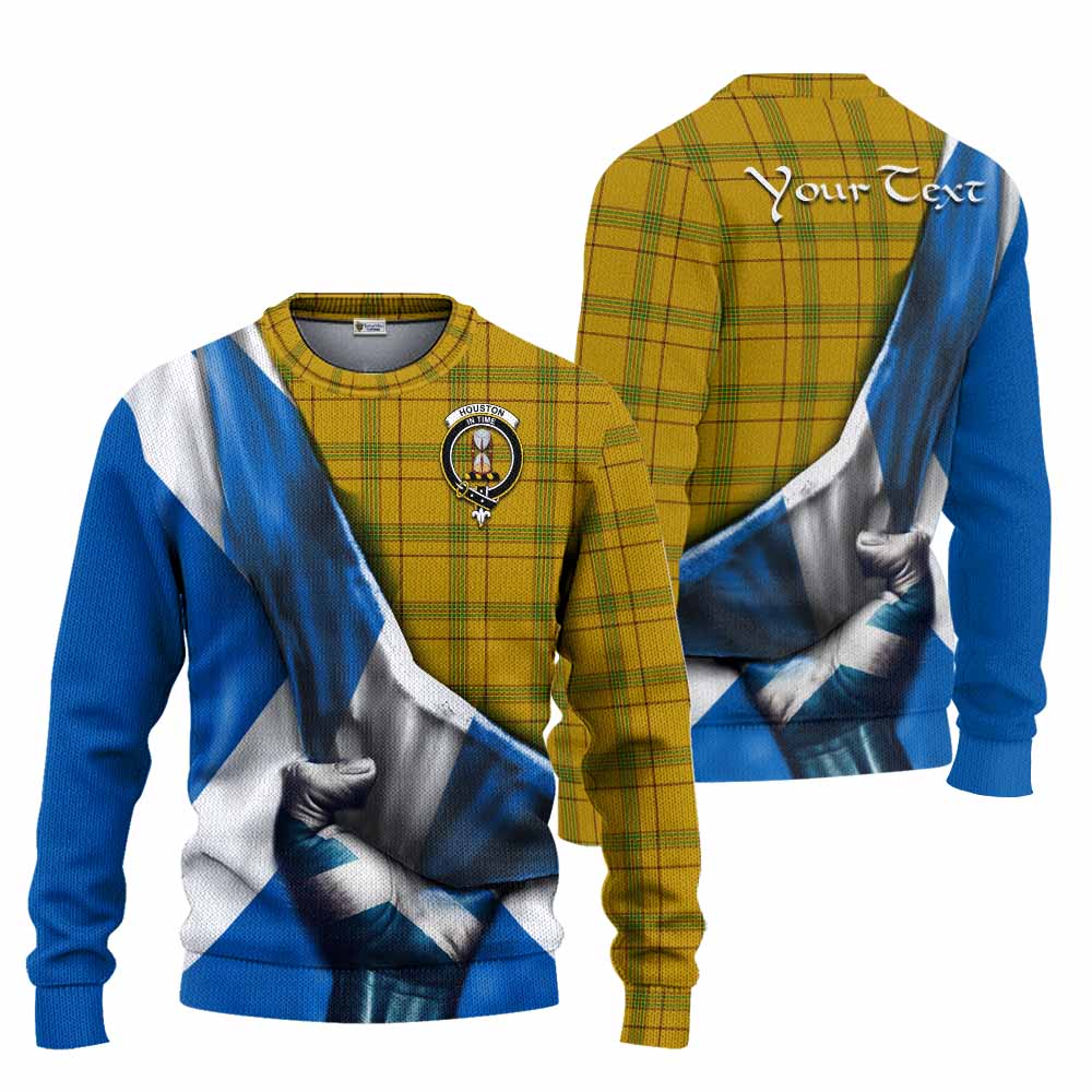 Tartan Vibes Clothing Houston Tartan Knitted Sweater with Family Crest Scotland Patriotic Style