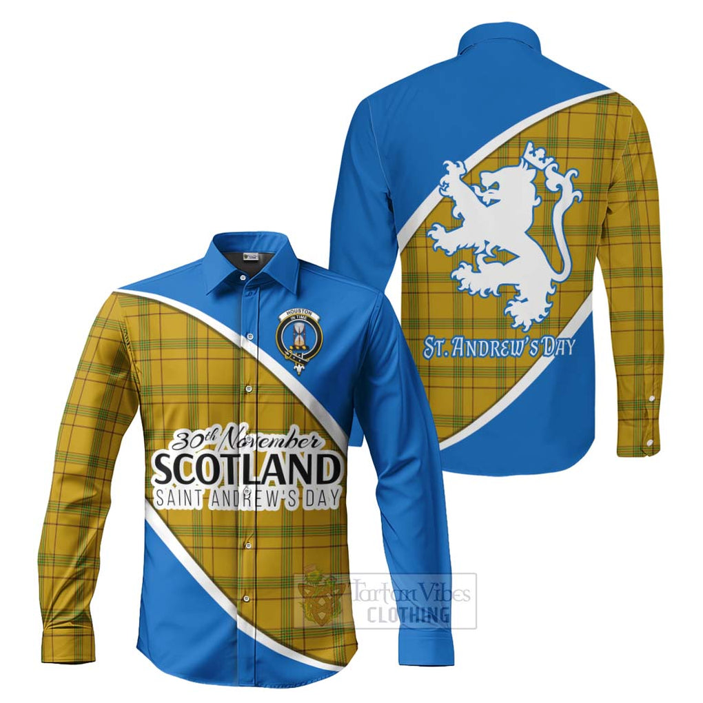 Tartan Vibes Clothing Houston Family Crest Tartan Long Sleeve Button Shirt Celebrate Saint Andrew's Day in Style