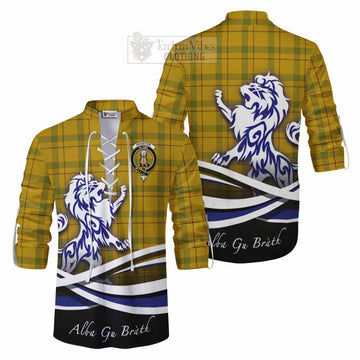 Houston Tartan Ghillie Kilt Shirt with Alba Gu Brath Regal Lion Emblem