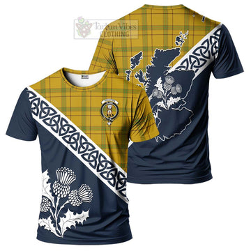 Houston Tartan T-Shirt Featuring Thistle and Scotland Map