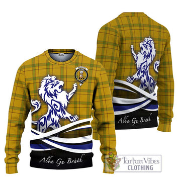 Houston Tartan Ugly Sweater with Alba Gu Brath Regal Lion Emblem