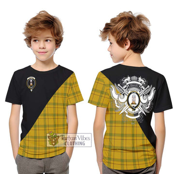 Houston Tartan Kid T-Shirt with Family Crest and Military Logo Style