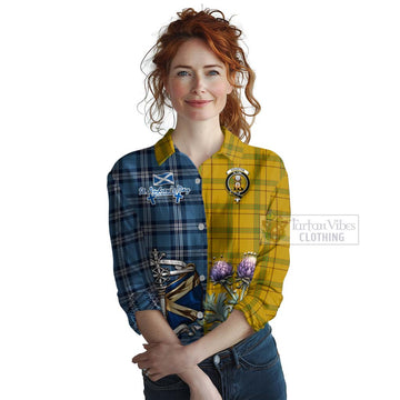 Houston Tartan Women's Casual Shirt Happy St. Andrew's Day Half Tartan Style