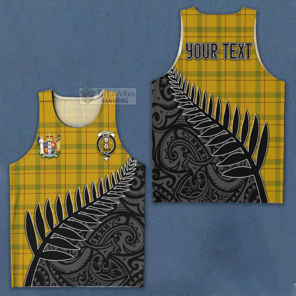 Tartan Vibes Clothing Houston Crest Tartan Men's Tank Top with New Zealand Silver Fern Half Style