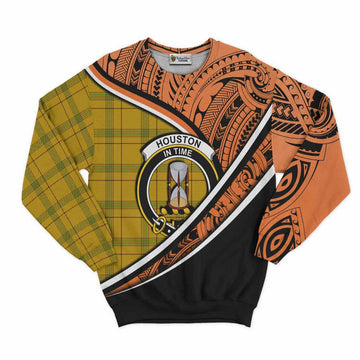 Houston Crest Tartan Sweatshirt with Polynesian Vibes Style - Orange Version