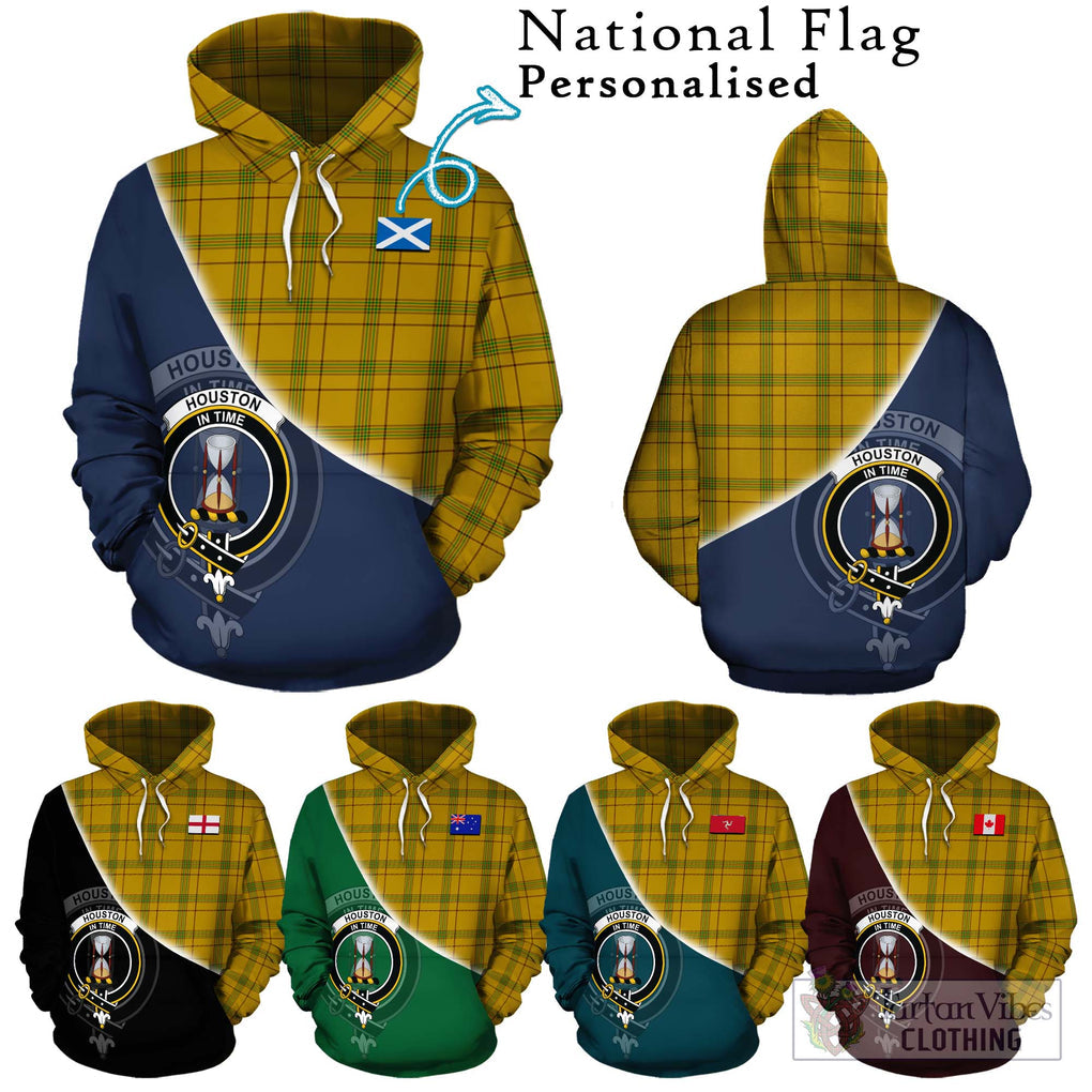 Houston Tartan Hoodie with Personalised National Flag and Family Crest Half Style Zip Hoodie - Tartanvibesclothing Shop