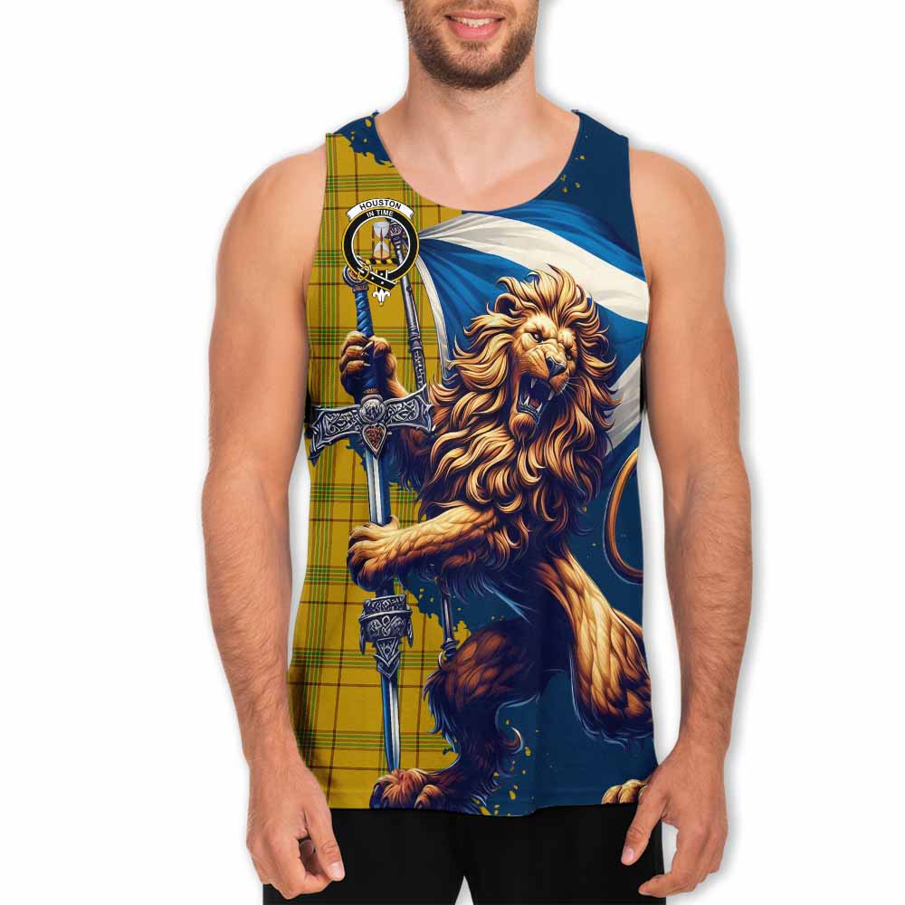 Tartan Vibes Clothing Houston Tartan Family Crest Men's Tank Top with Scottish Majestic Lion