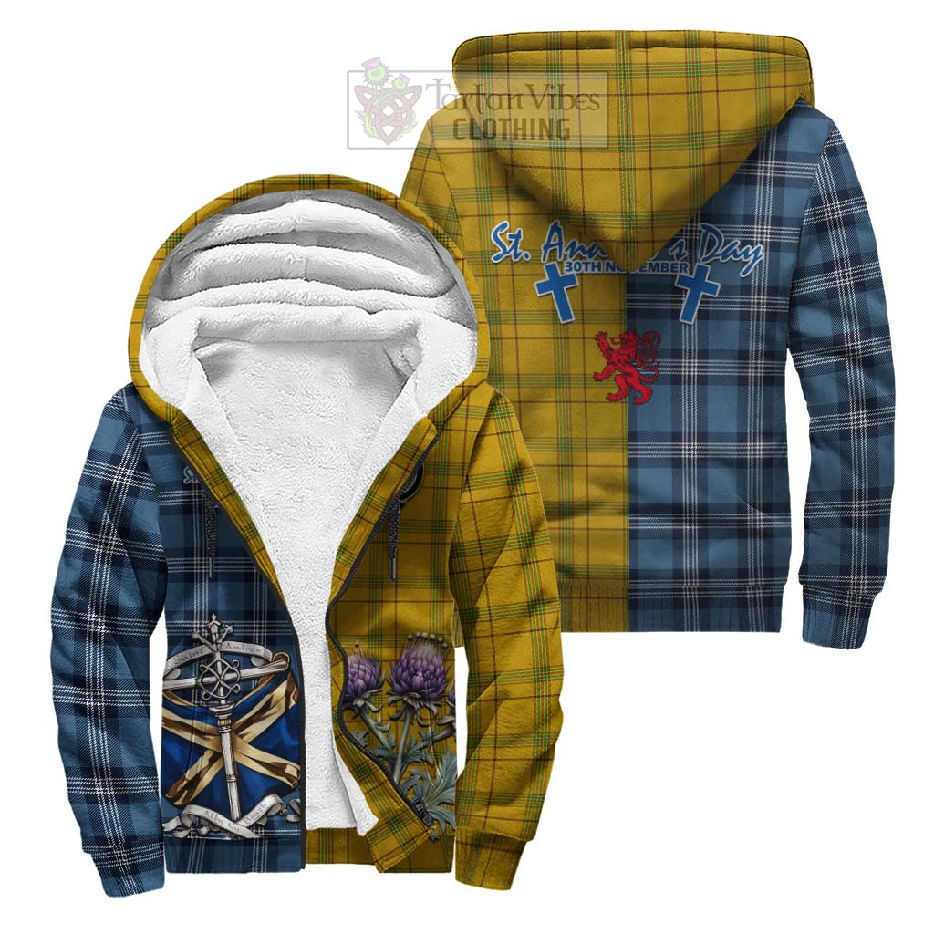 Tartan Vibes Clothing Houston Tartan Sherpa Hoodie Happy St. Andrew's Day Half Tartan Style