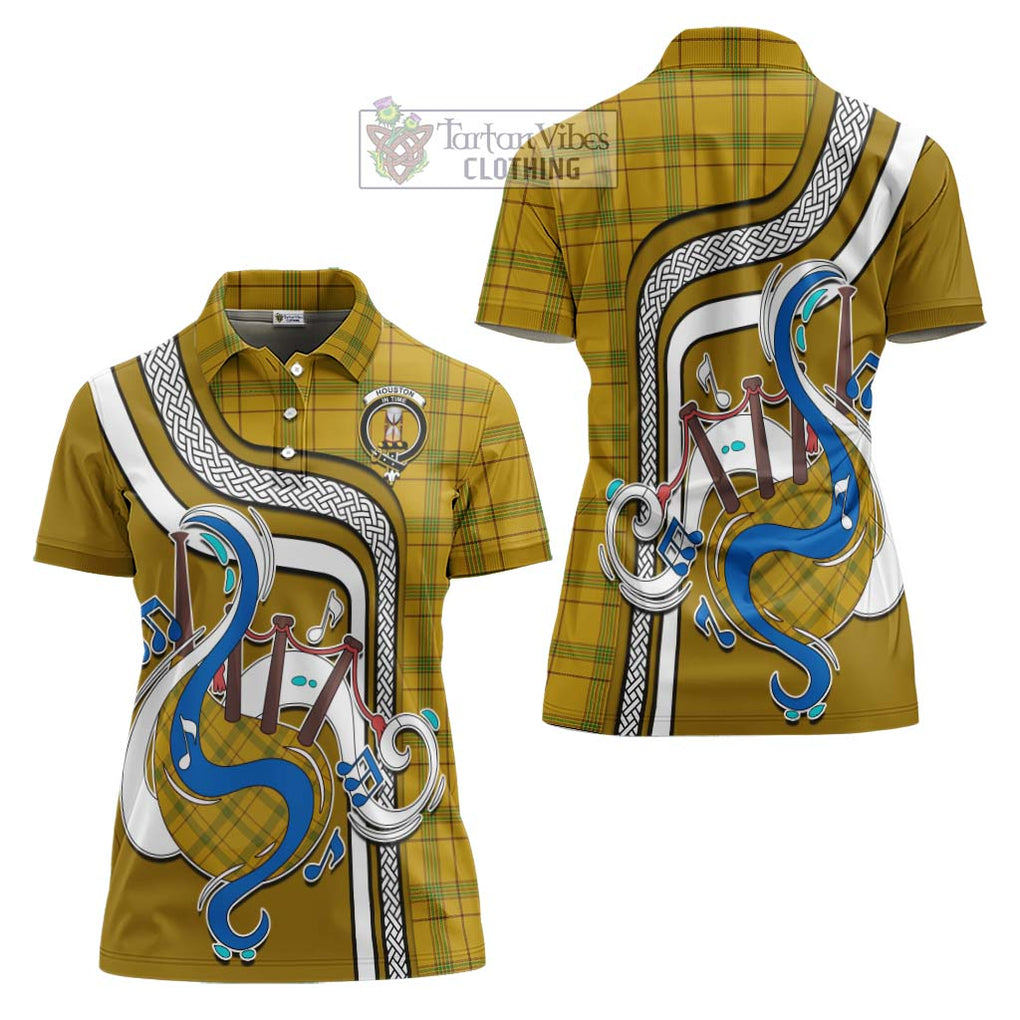 Houston Tartan Women's Polo Shirt with Epic Bagpipe Style Women - Tartanvibesclothing Shop