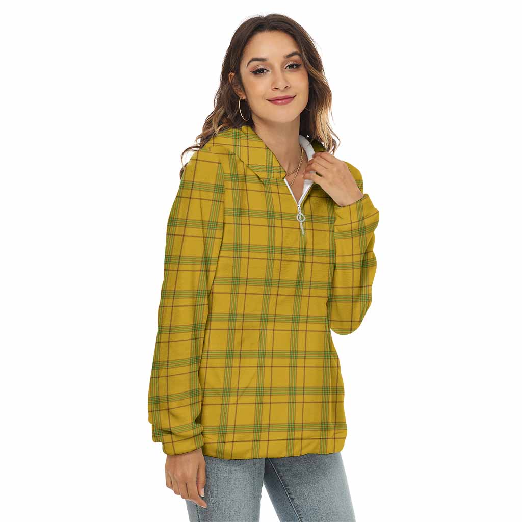 Tartan Vibes Clothing Houston Tartan Women's Borg  Half Zip Fleece Hoodie