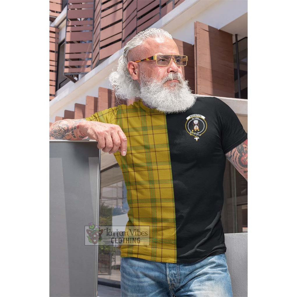 Tartan Vibes Clothing Houston Tartan Cotton T-shirt with Family Crest and Half Of Me Style