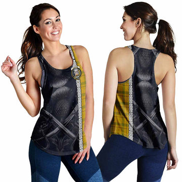 Houston Tartan Women's Racerback Tanks with Family Crest Cross Sword Thistle Celtic Vibes