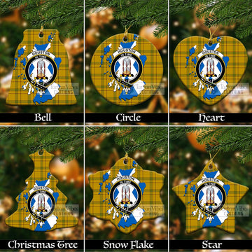 Houston Tartan Christmas Ornament with Family Crest and Scotland Map