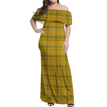 Houston Tartan Off Shoulder Long Dress