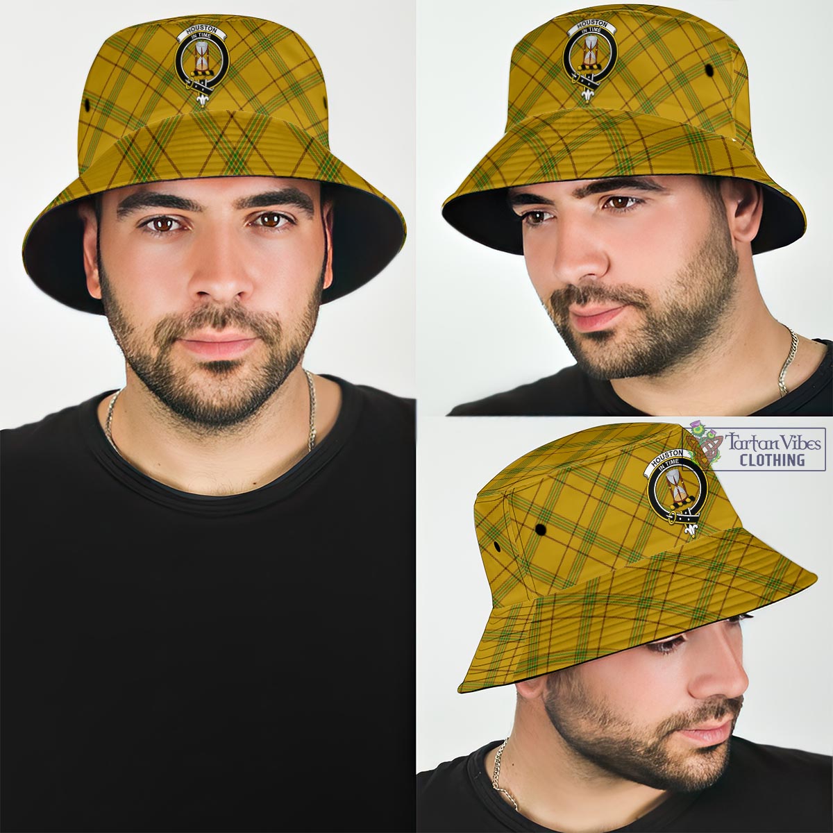 Tartan Vibes Clothing Houston Tartan Bucket Hat with Family Crest