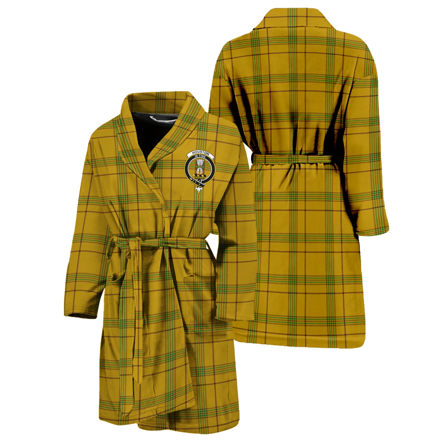 Houston Tartan Bathrobe with Family Crest Unisex S - Tartan Vibes Clothing