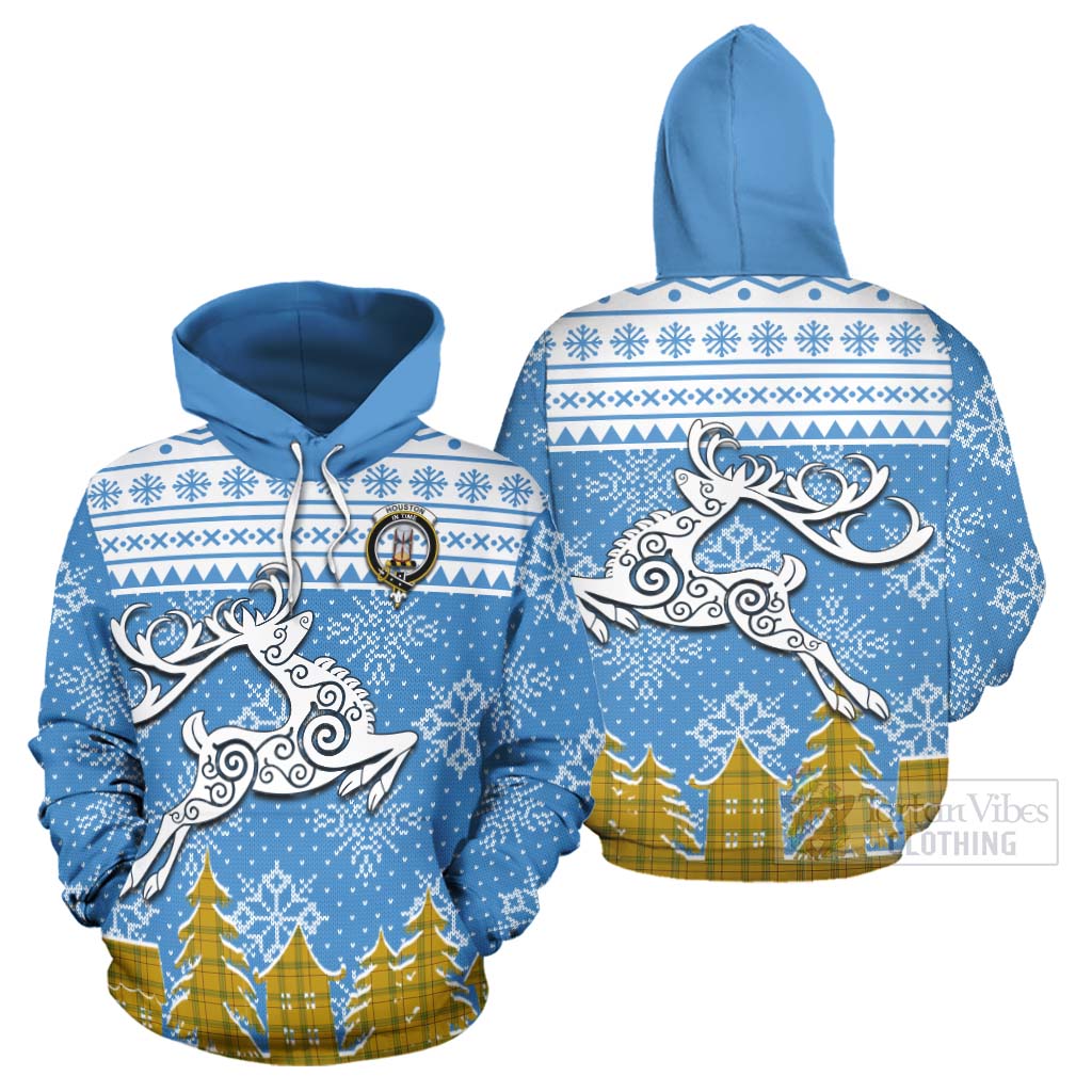 Tartan Vibes Clothing Houston Clan Christmas Hoodie Celtic Reindeer Style