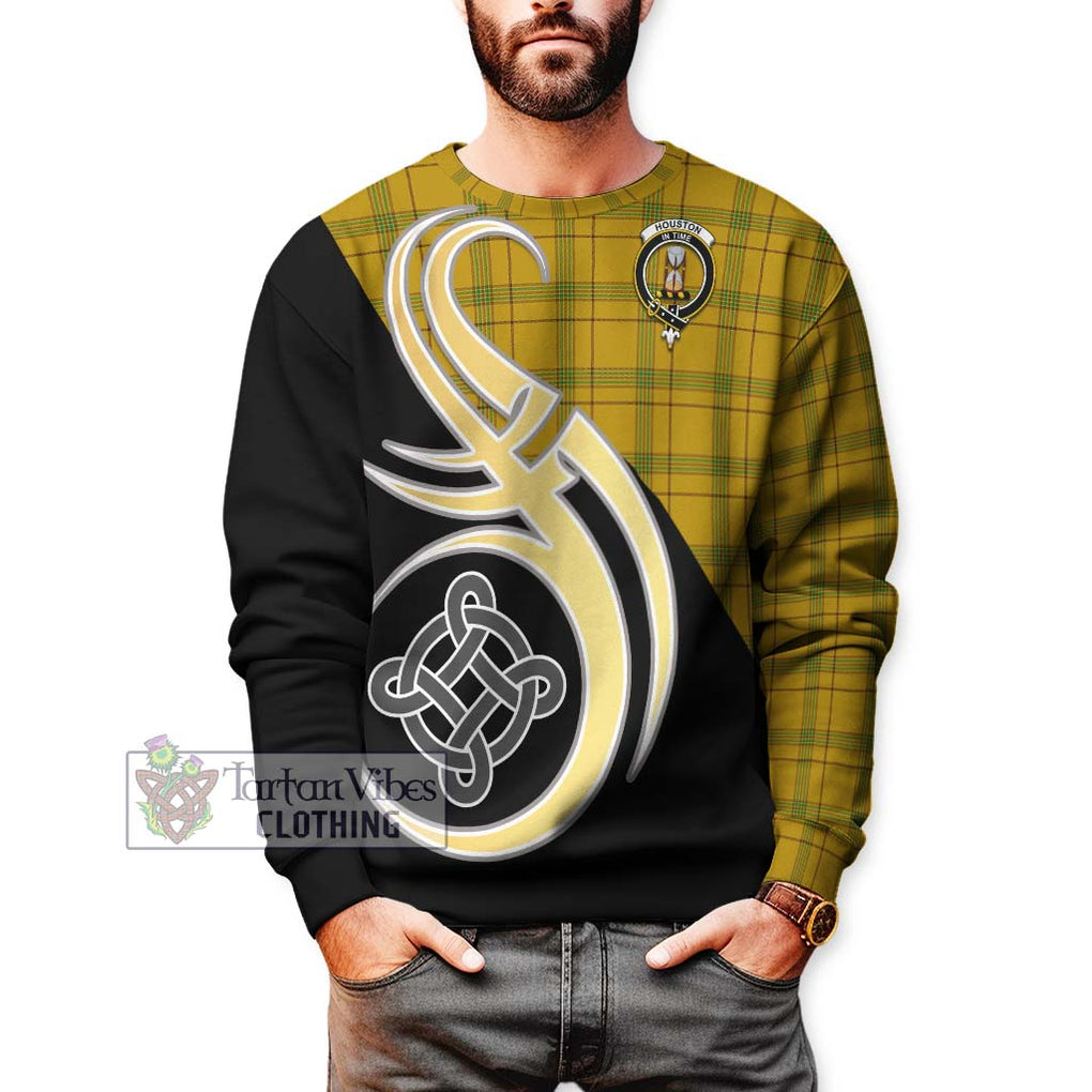 Houston Tartan Sweatshirt with Family Crest and Celtic Symbol Style Unisex - Tartan Vibes Clothing