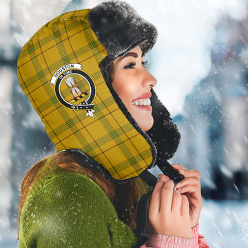 Houston Tartan Winter Trapper Hat with Family Crest