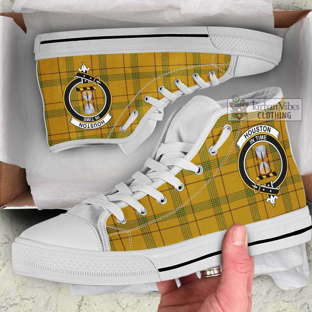 Tartan Vibes Clothing Houston Tartan High Top Shoes with Family Crest