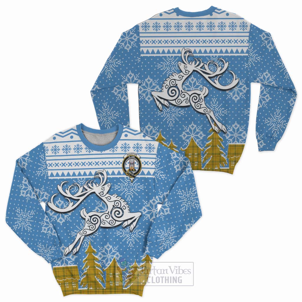 Tartan Vibes Clothing Houston Clan Christmas Sweatshirt Celtic Reindeer Style