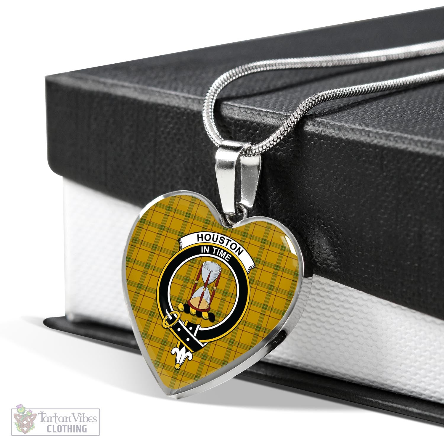 Tartan Vibes Clothing Houston Tartan Heart Necklace with Family Crest