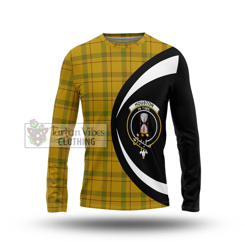 Houston Tartan Long Sleeve T-Shirt with Family Crest Circle Style Unisex - Tartan Vibes Clothing